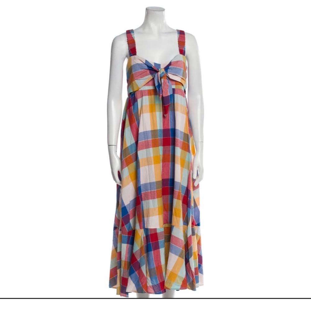 HATCH MATERNITY PLAID RAINBOW COLORFUL MULTI SIZE 1 SUMMER DRESS MIDI MAXI